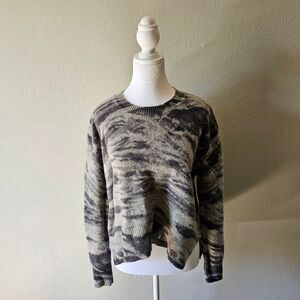 Enza Costa Grey Patterned Cashmere Sweater